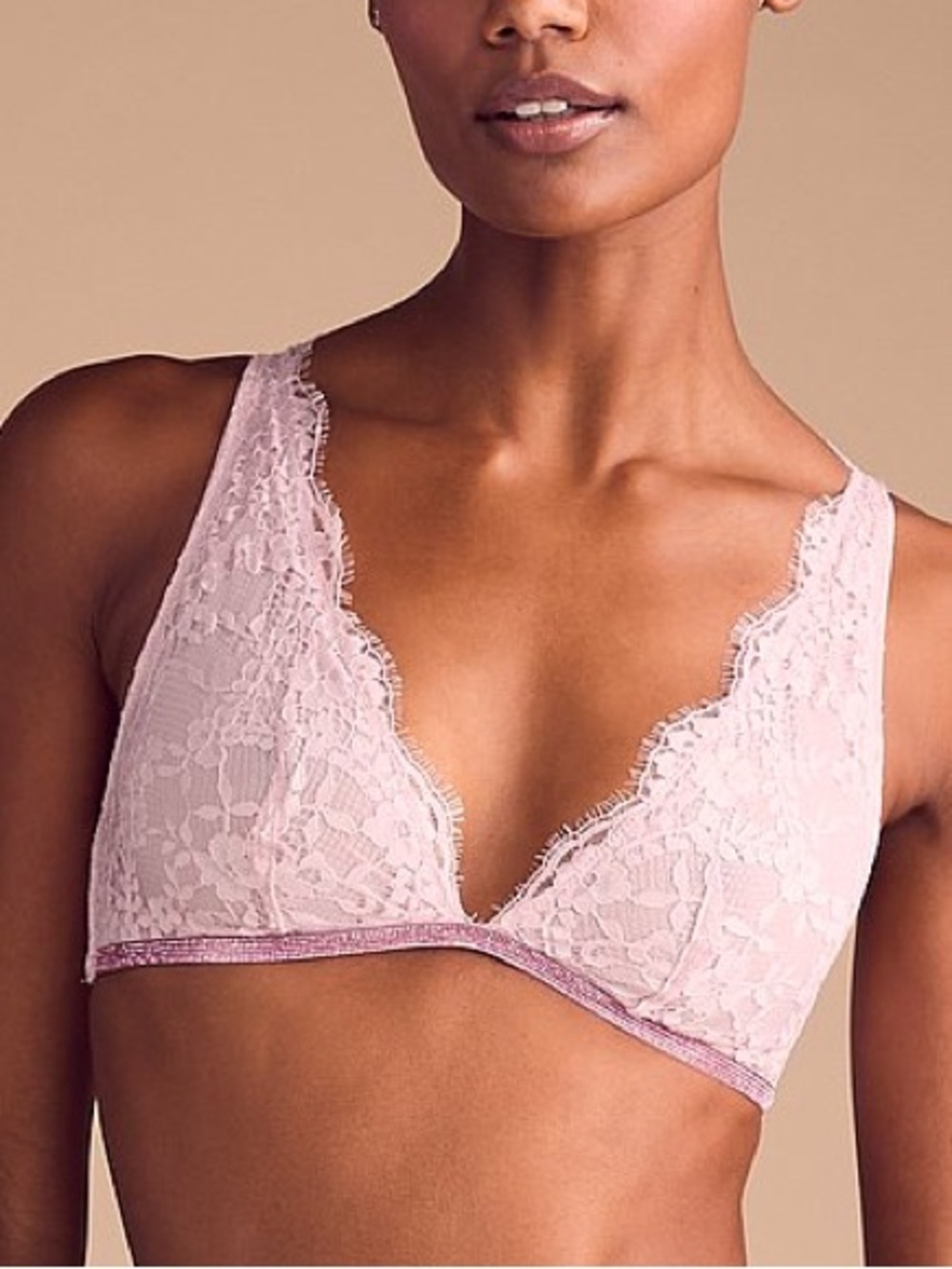 Victoria’s Secret DREAM ANGELS Twinkle Lace Triangle Bra Chalk Rose Pink